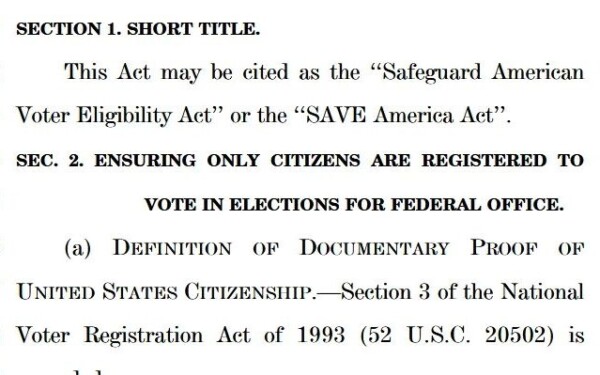 The SAVE Act—Saving American Elections