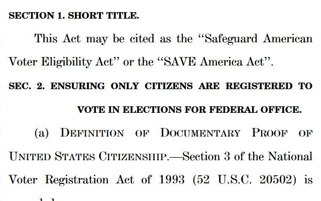 The SAVE Act—Saving American Elections